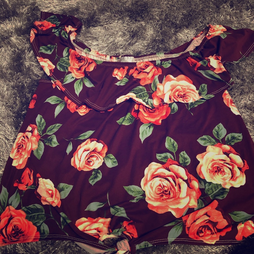 Floral off the shoulder shirt